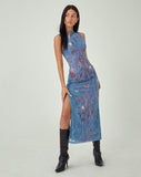 image of MOTEL X JACQUIE Flo Maxi Dress in Lumen Mesh Blue