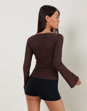 Image of Flonne Ruched Top in Stretch Broderie Brown