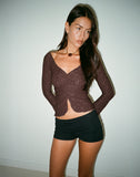 Image of Flonne Ruched Top in Stretch Broderie Brown