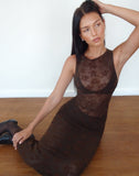 Image of Florian Romantic Rose Midi Dress in Flock Brown