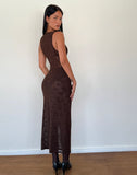 Image of Florian Romantic Rose Midi Dress in Flock Brown