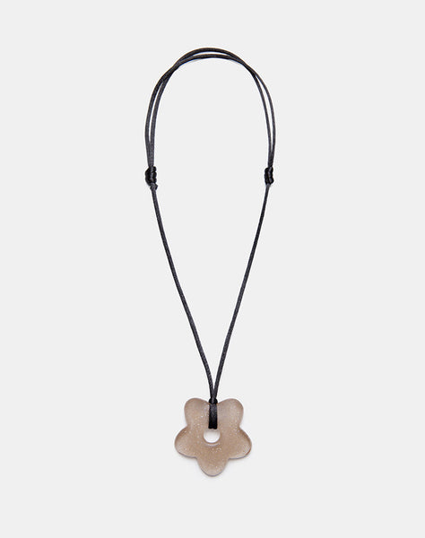 Image of Flower Necklace in Resin Brown