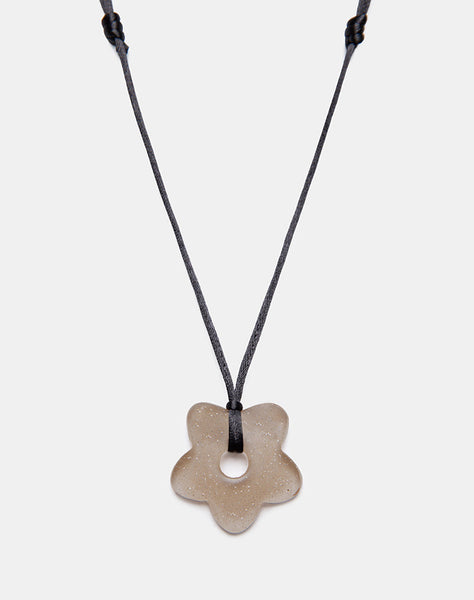 Image of Flower Necklace in Resin Brown