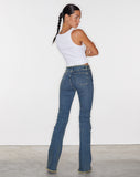 image of Frayed Low Rise Jeans in Brown Blue Acid