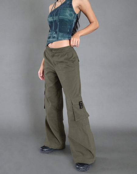 Kaomy Wide Leg Trouser in Slate Green