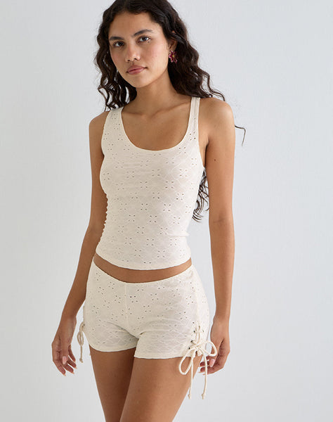 Image of Shrine Short in Stretch Broderie Cream