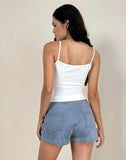 Image of Samila Seamed Hotpant in Suede Dusty Blue