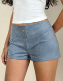 Image of Samila Seamed Hotpant in Suede Dusty Blue