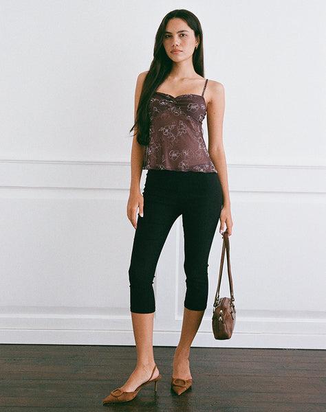 Image of Fierza Cami Top in Doodle Flower Flock Brown