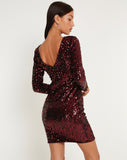 image of Gabby Mini Dress in Sequin Burgundy