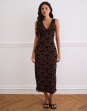 Image of Gabriela Midi Dress in Garden Floral Brown