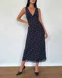 Image of Gabriela Midi Dress in Flocked Petal Navy