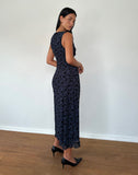 Image of Gabriela Midi Dress in Flocked Petal Navy