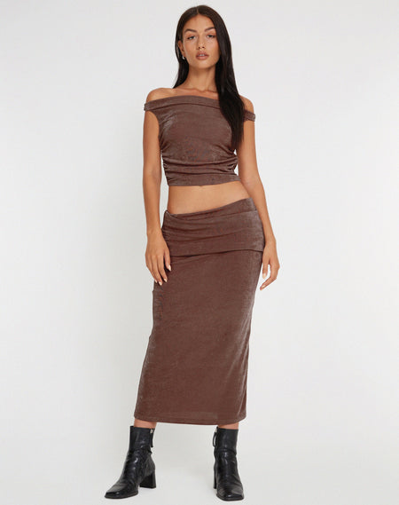 Peka Midi Skirt in Gunmetal with Grey Top Stitch