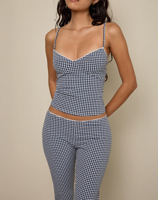 Image of Gaika Cami Top in Seersucker Gingham Navy