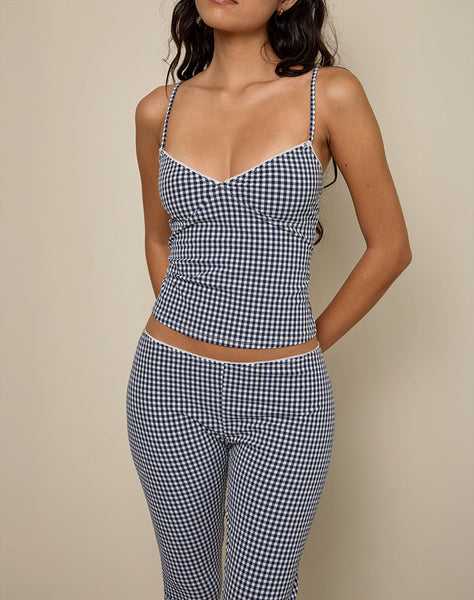 Image of Gaika Cami Top in Seersucker Gingham Navy