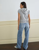 Image of Galia Short Sleeve Zip Hoodie in Grey Marl