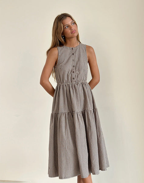 Image of Galuh Smock Dress in Mini Brown Gingham