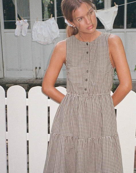 Image of Galuh Smock Dress in Mini Brown Gingham