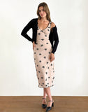 Image of Gandira Midi Dress in Cluster Ditsy Floral Flock Nude