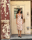 Image of Gandira Midi Dress in Cluster Ditsy Floral Flock Nude