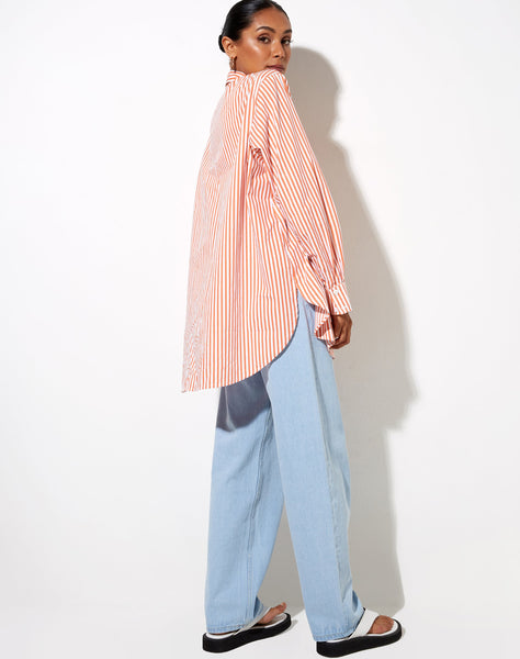 Image of Gane Shirt in Vertical Stripe Orange