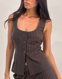 Image of Ganita Vest in Dark Brown Pinstripe