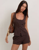 Image of Ganita Vest in Dark Brown Pinstripe