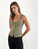 Image of Ganita Button Through Vest in Yellow Check