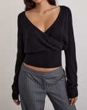 Image of Nilza Wrap Top in Knit Black