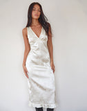 Image of Gastari Midi Dress in Satin Jacquard White