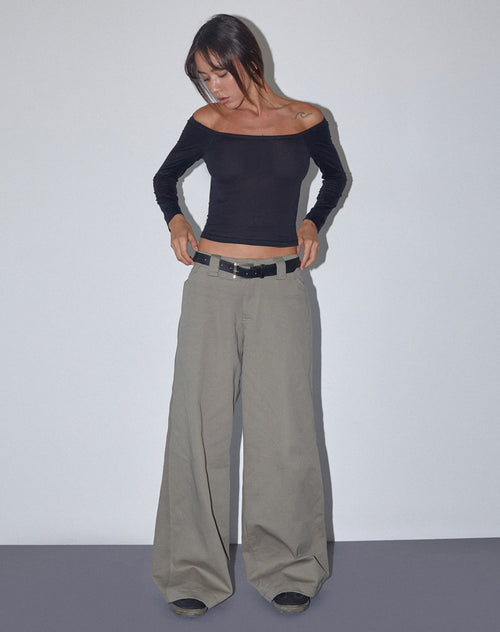 Image of Kaomy Wide Leg Trouser in Slate Green