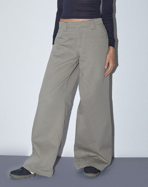 Image of Kaomy Wide Leg Trouser in Slate Green