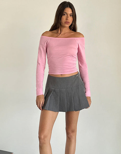 Image of Gavya Long Sleeve Bardot Top in Flamingo Pink