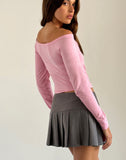 Image of Gavya Long Sleeve Bardot Top in Flamingo Pink