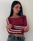 Image of Gavya Long Sleeve Top in Red with White Piping