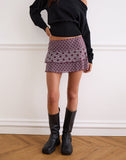 Image of Gayani Ruffle Skirt in Stripe Polka Plum