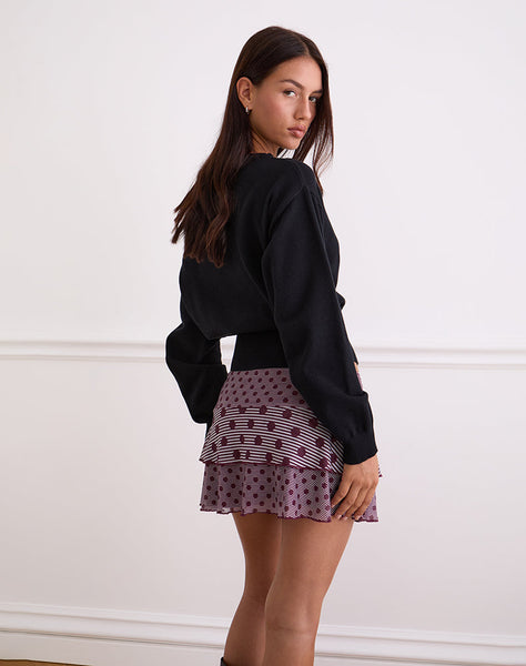 Image of Gayani Ruffle Skirt in Stripe Polka Plum