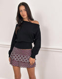 Image of Gayani Ruffle Skirt in Stripe Polka Plum
