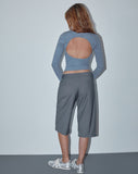 Image of Gelbon Open Back Long Sleeve Top in Rib Powder Blue