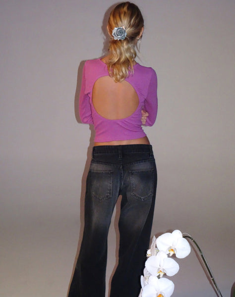 Image of Gelbon Open Back Long Sleeve Top in Cashmere Pink