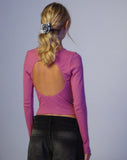 Image of Gelbon Open Back Long Sleeve Top in Cashmere Pink