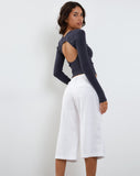 Image of Gelbon Open Back Long Sleeve Top in Ribbed Ocean Storm