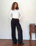 Image of Hondra Trousers in Pinstripe Black