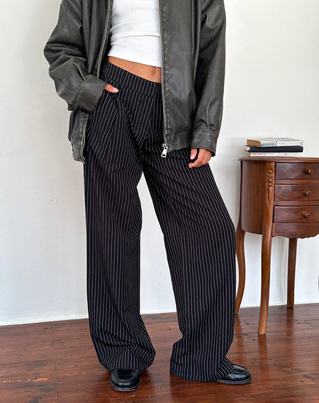 Abba Low Rise Trouser in Pinstripe Grey