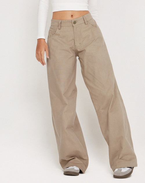 Image of Roomy Low Rise Extra Wide Trousers in Biscotti