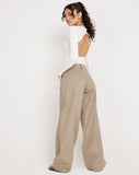 Image of Roomy Low Rise Extra Wide Trousers in Biscotti