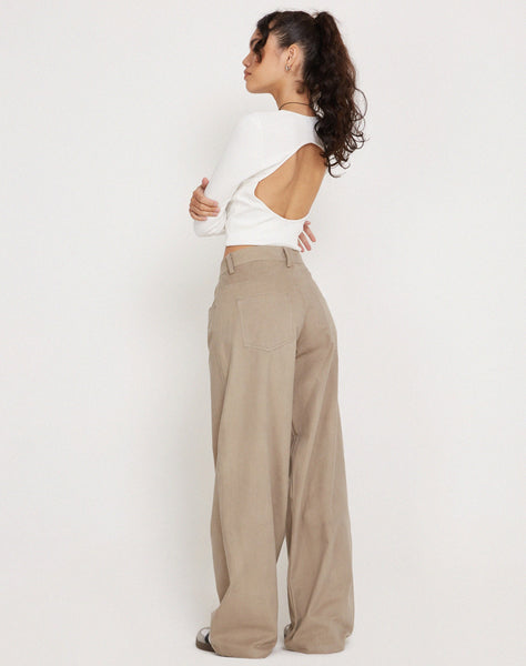 Image of Roomy Low Rise Extra Wide Trousers in Biscotti