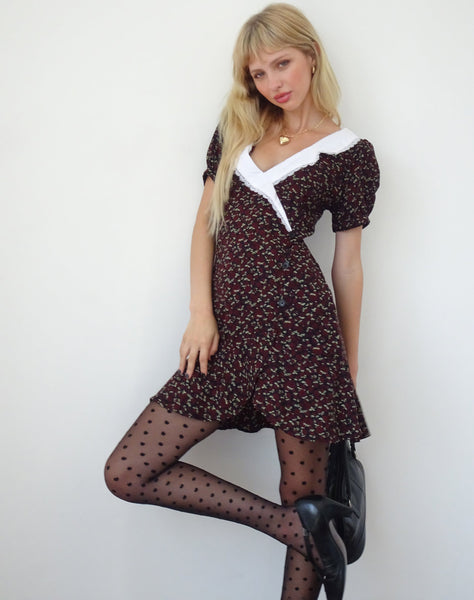 Image of Geles Mini Wrap Dress in Dark Rhoslyn Ditsy Print