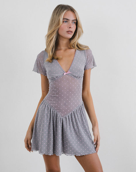 Image of Geni Mini Dress in Heart Flock Grey